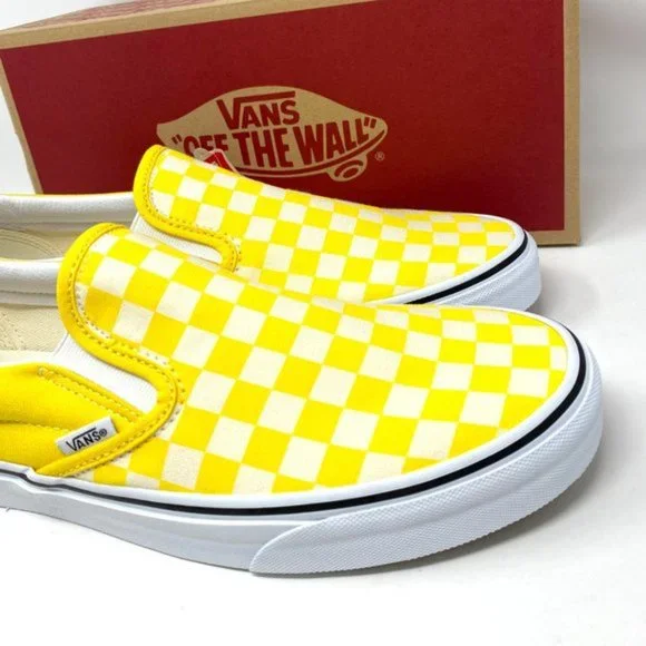 💖MEGA SALE💖VANS Men's CLASSIC Slip On Checkerboard Cyber Yellow VN0A33TB42Z - Picture 10 of 11